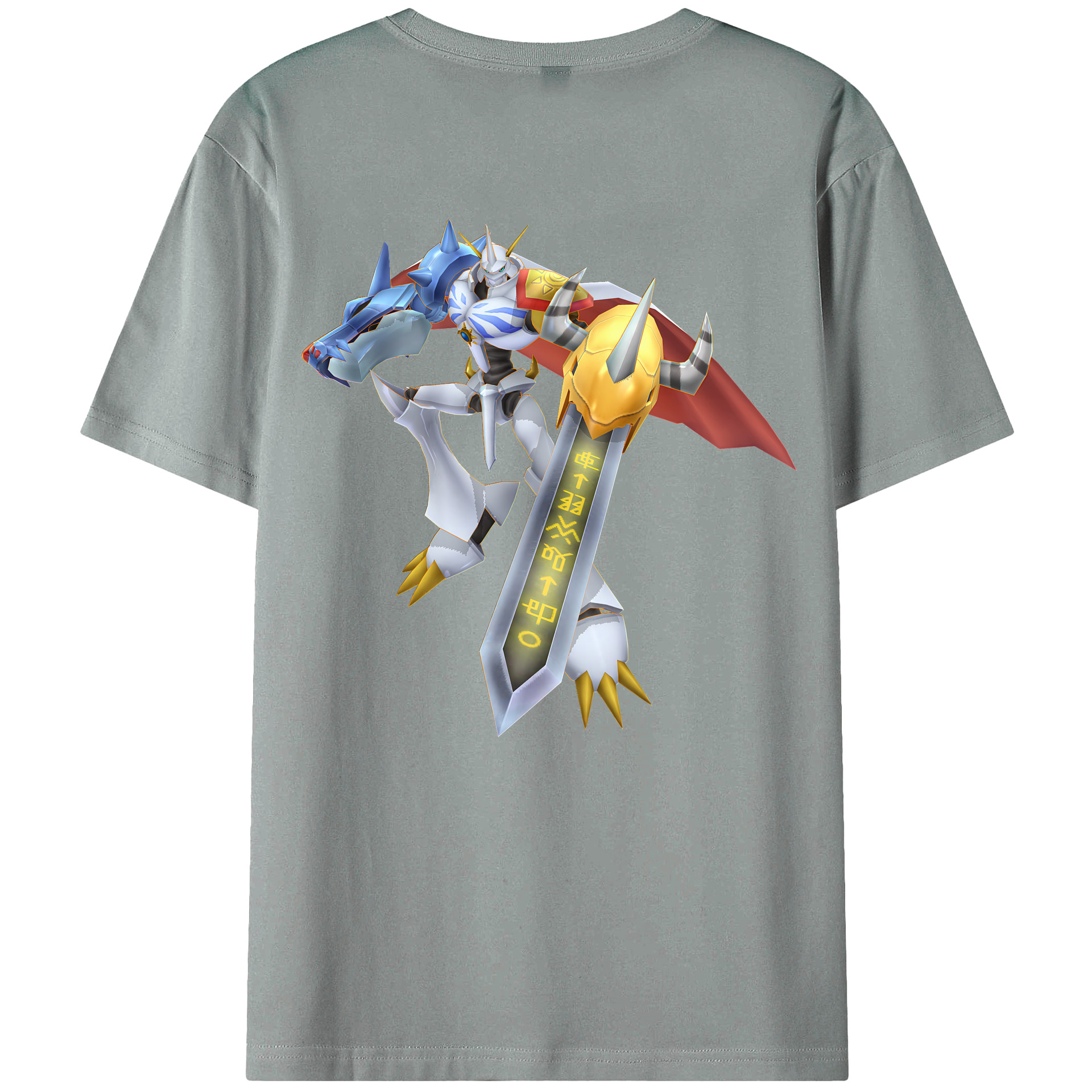 （画像用） Digimon デジタルモンスター/デジモン 綿100％ メンズ半袖Tシャツ（バックプリント） 通気性